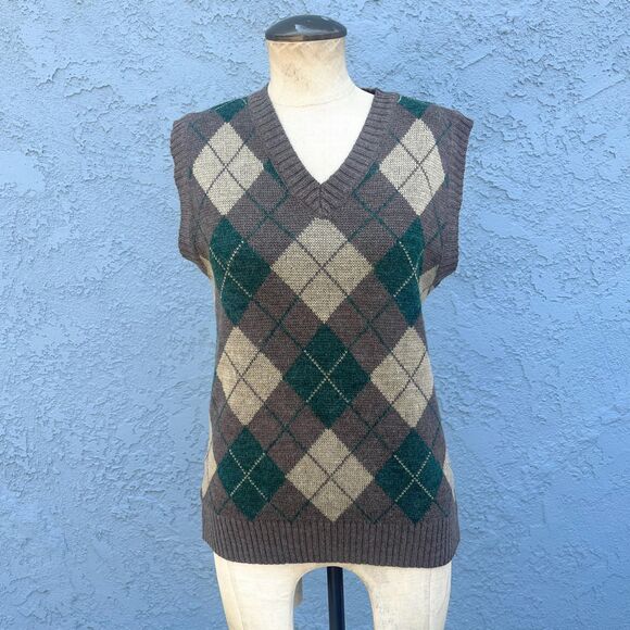 Vintage Argyle Sweater Vest in Small Preppy Academia Unisex - Picture 1 of 7